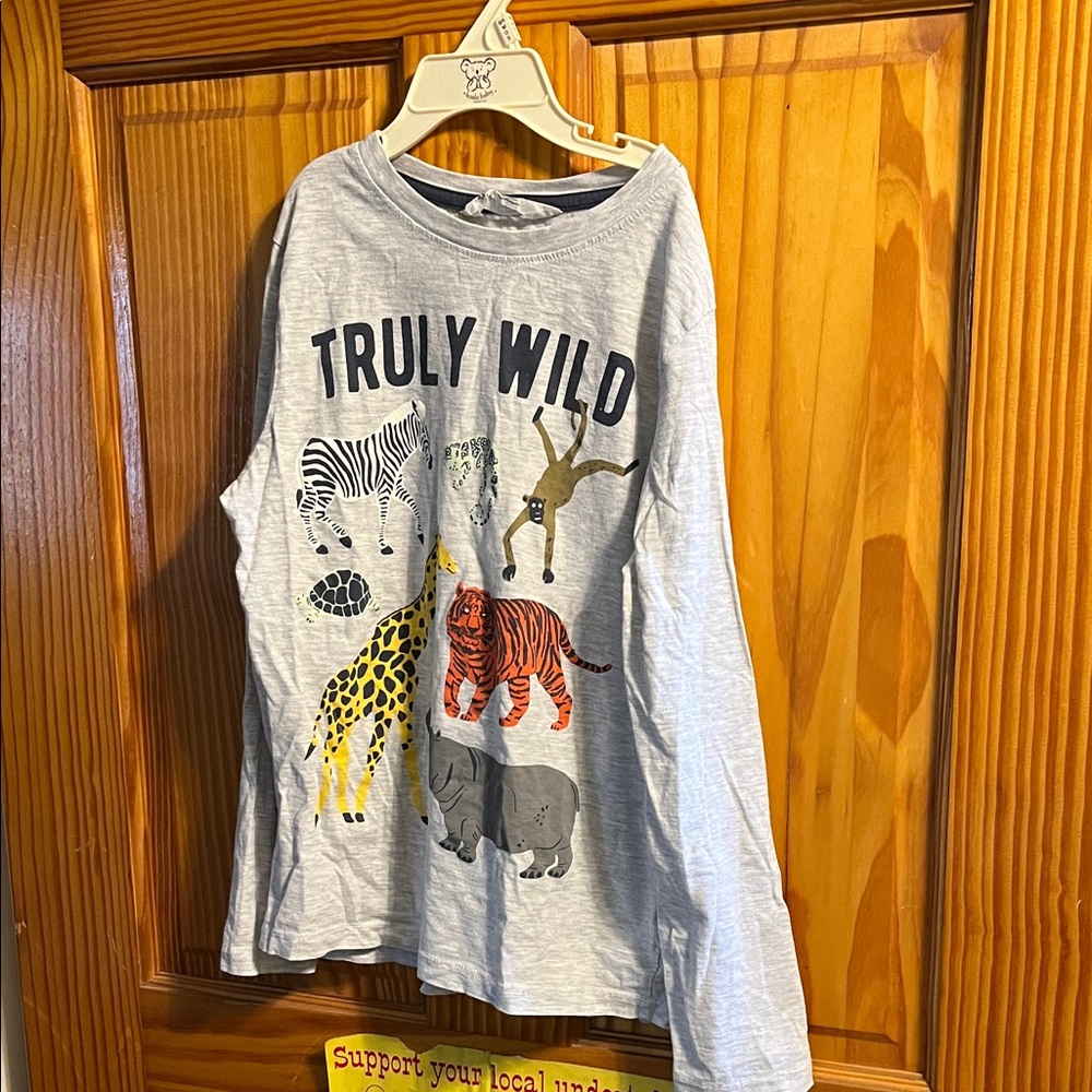 H&M Gray 'Truly Wild' Kids Long Sleeve Tee Size 8-10 Years